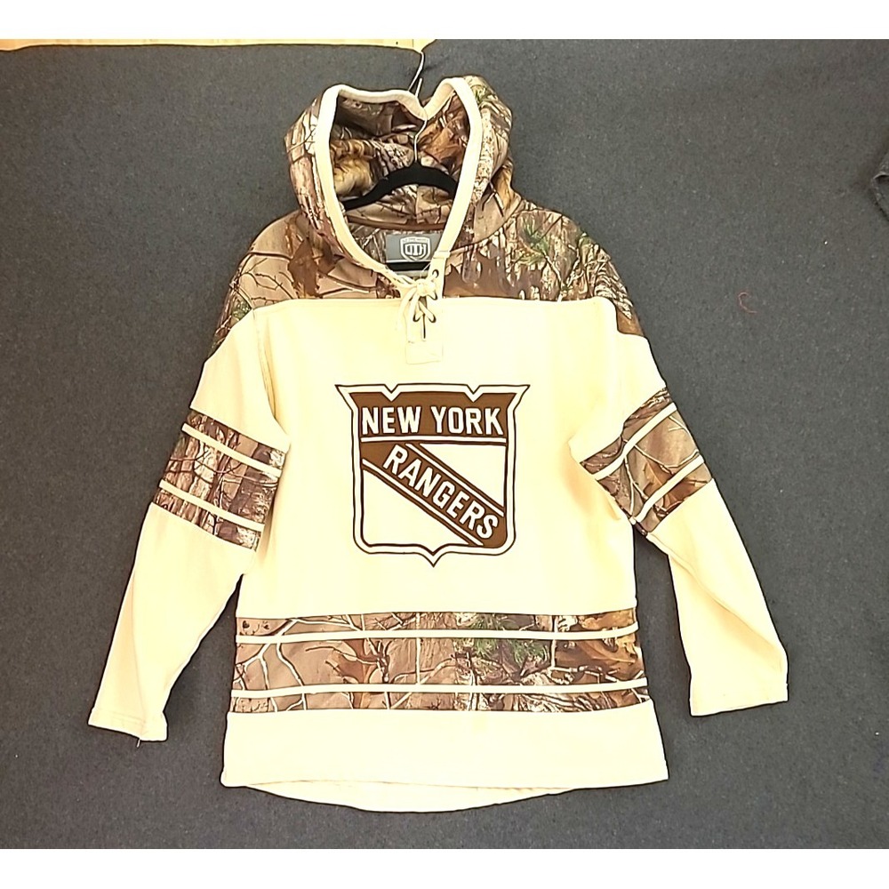 New York Rangers Camo Hoodie Mens M Old Time Hockey Causeway Collection #27